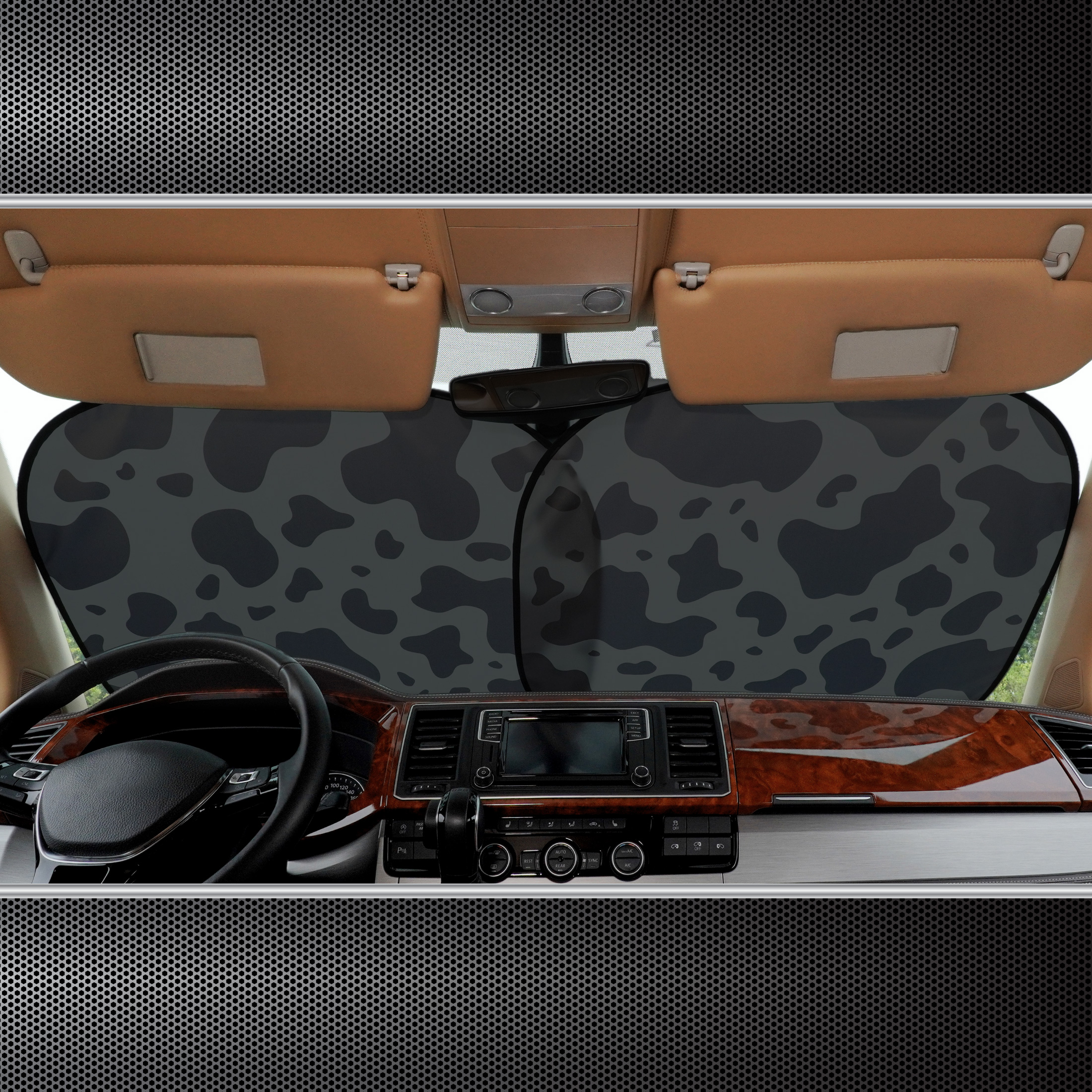 Auto Drive Cow Print Windshield Sunshade, 2-Piece Set photo 6