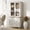 White, variant on Sideboard Buffet Cabinet with Storage, 5-Tier Bookcase with Glass Doors, Bookshelf with 3 Drawers, Farmhouse Library Wooden Bookshelves for Living Room, Office, Kitchen, White, 72" H
