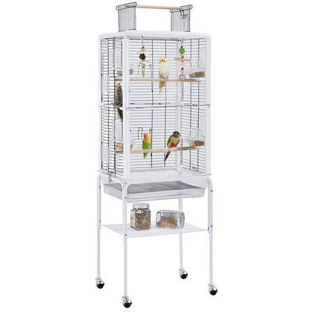 Easyfashion Transparent Bird Cage with Open Top, White