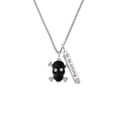thumbnail image 2 of Delight Jewelry Silvertone Large Black Resin Skull with Clear Crystals Silvertone Be Strong and Courageous Bar Charm Necklace, 23", 2 of 4
