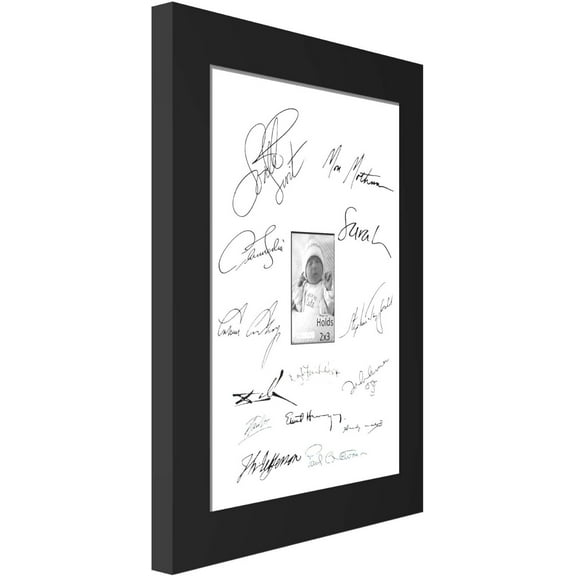 CSPP 8X10-16X20Bk-W Signature Frame - Photo Frame With White Mat Holds 8X10-Inch Media Including Installed Wall Hangers