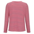 thumbnail image 2 of WTXUE Women'S Long Sleeve 2024 Autumn Women's Striped Casual Classic T Shirt Top Long Sleeve, Red X-Large, 2 of 8