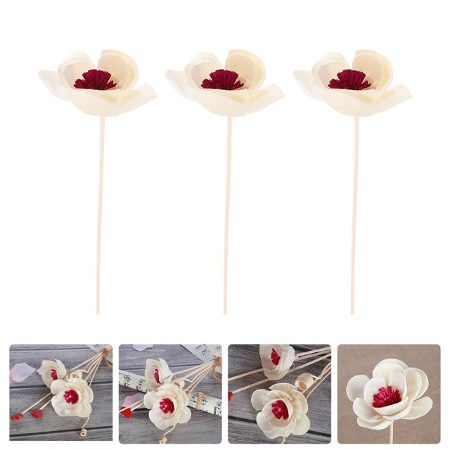 unbranded 3Ud Varillas Difusoras Con Flores Beige Para Y En Hogar Y Oficina