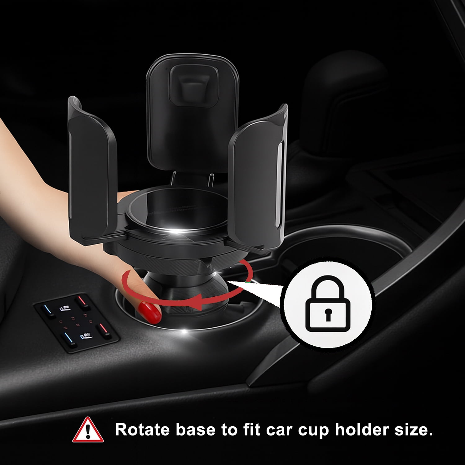 Universal Car Cup Holder Compatible with Stanley Beer Stein, Camp Mug, YETI Rambler & Hydroflask Mugs – Adjustable & Expandable Base – Secure Fit for Large Mugs, Tumblers, and Travel Cups