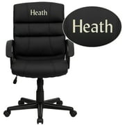 Flash Furniture Personalized Mid-Back Black LeatherSoft Swivel Task Office Chair with Arms