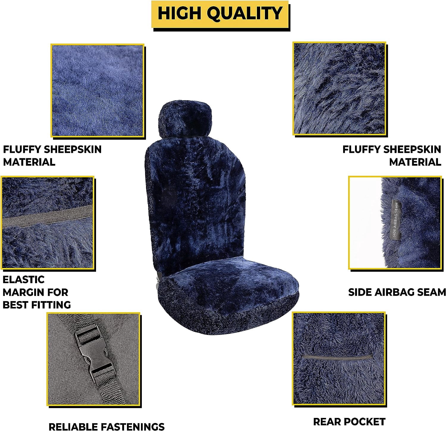 Zone Tech Sheepskin Seat Cover Deep Blue