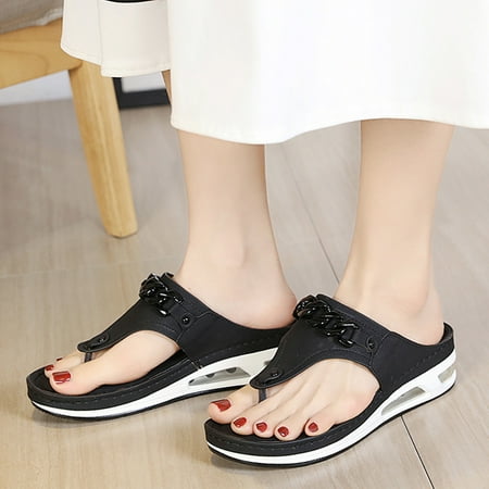 

Christmas Wedge Air Cushioned Thong Sandals Slippers Open Toe Sandals Summer Casual Women Roman Sandals Flip Clip Women Sandals