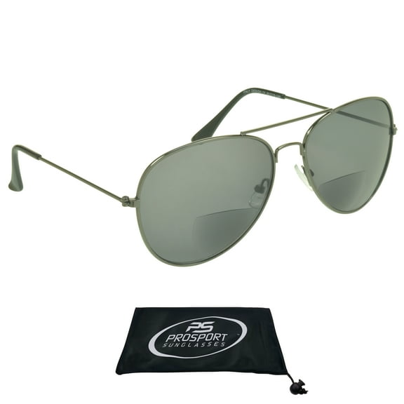 proSPORT Aviator Bifocal Sunglass Reader Men Women Gunmetal Frame Gray Lens