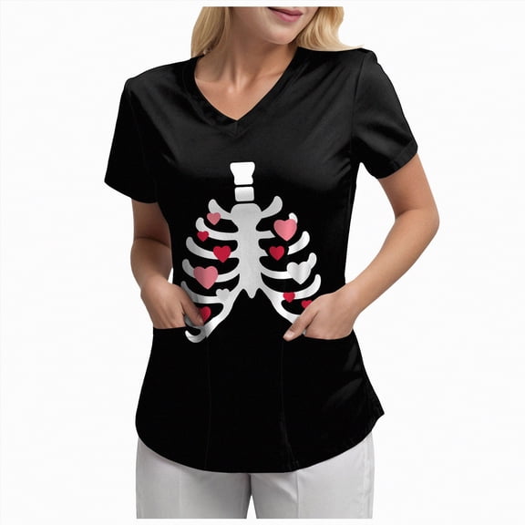 Godom V Neck Fall Shirts for Women Graphic T Shirts Cute Halloween Tee Tops