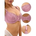 thumbnail image 3 of Unique Bargains Women's 2 Pcs Bras Set Lingerie Sets Full Coverage Bras D 42 White/Pink, 3 of 6