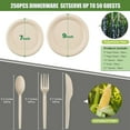 thumbnail image 3 of Compostable Paper Plates Set 250PCS Disposable Plates and Utensil Biodegradable Dinnerware for Party Sugarcane Plates Forks Knives Spoons for 50 People, 3 of 8