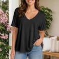 thumbnail image 6 of V Neck T Shirts for Women V Neck Short Sleeve Pullover with Relaxed Basic Fit for Travel Commutes and Casual Days Loose Fit Tees Blouses, 6 of 7