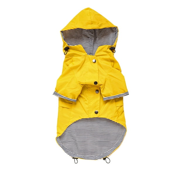 Dog Raincoat with Reflective Buttons Zipper Rainproof Water Resistant Adjustable Drawstring Detachable Hood