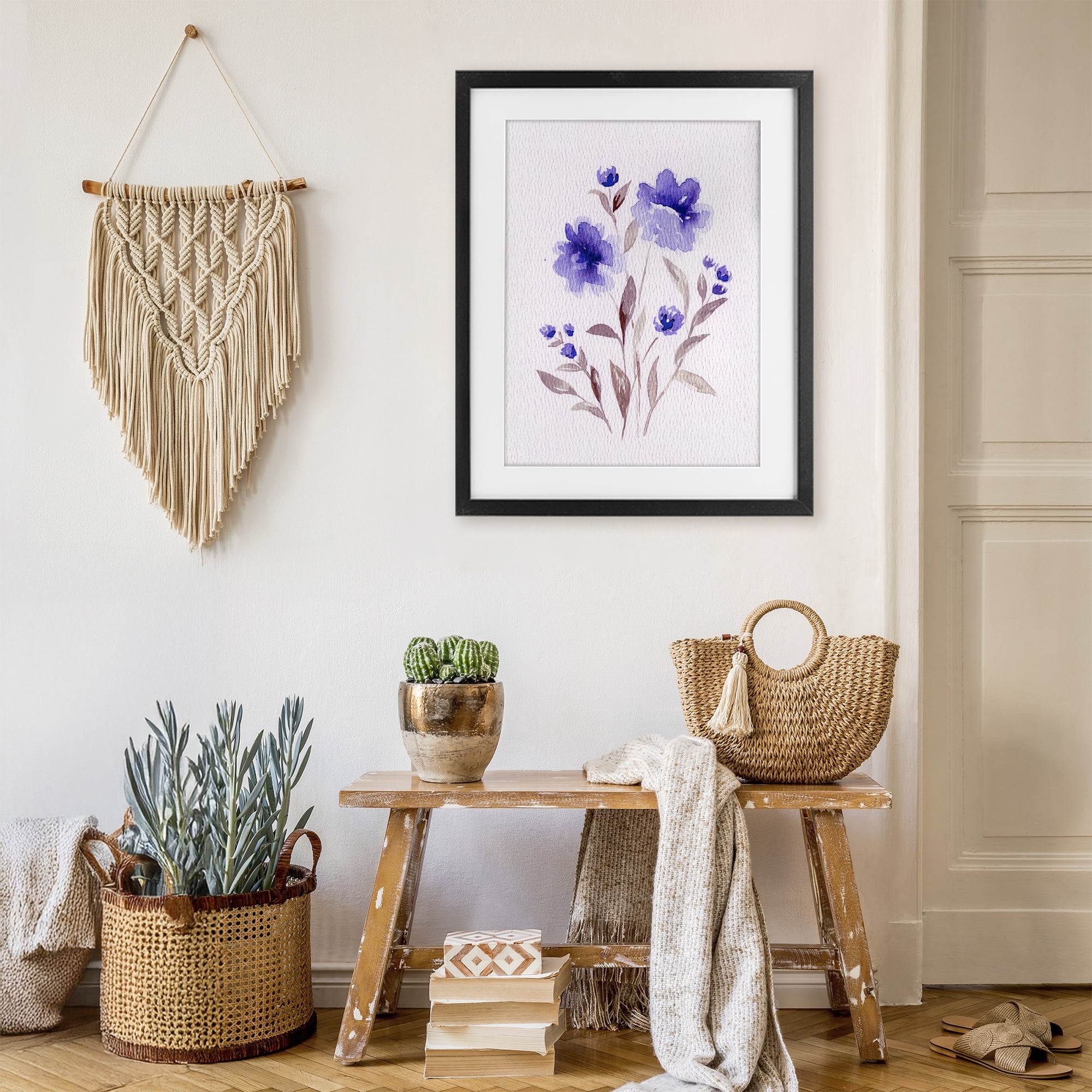 Stupell Industries Blooming Purple Flowers Black Framed Print Under Glass, design by Leah Noel Art