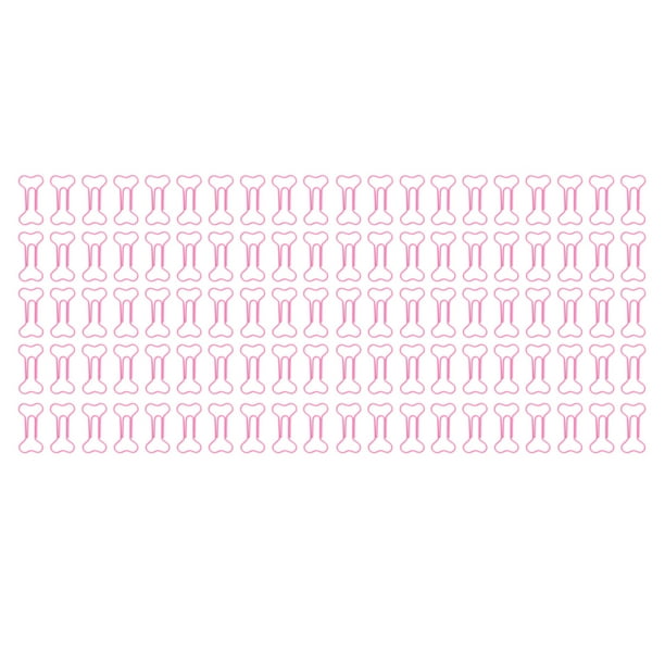100 Clips De Papel De Color Rosa, Clips De Papel Lindos, Clips De Papel De Metal De Galvanoplastia Pequeños Portátiles Con Forma De Hueso Para La Clasificación De Archivos Cuaderno De La Escuela De La