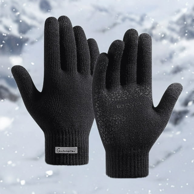 Men's Winter Knitting Warm Plush Riding Wool Gloves