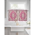 thumbnail image 2 of Half Window Curtains 24 Inches Long, Boho Pink Window Treatment Curtain Drapes, Middle Century Boho Geometric Abstract Southwestern Short Curtains Tiers for Kitchen Over Sink, 27.5"x24", 2 Panels, 2 of 7