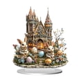 thumbnail image 2 of Taicans Easter Bunny Ornament with 2D Castle Design,Rabbits and Eggs 7.9 Inch Desktop Decor for Home office Bookshelf and Dining Table Holiday Decoration Gift, 2 of 6
