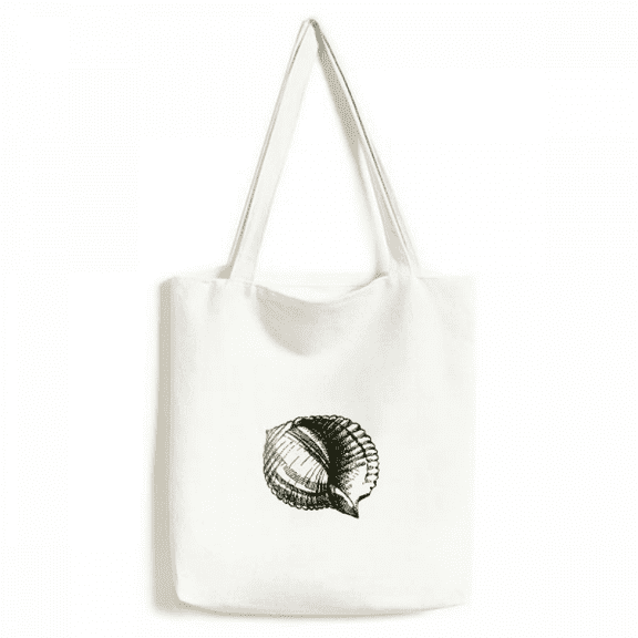 Black Scallop Marine Life Illustration Tote Canvas Bag Shopping Satchel Casual Handbag