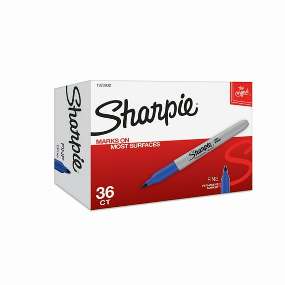 Sharpie Permanent Markers, Fine Point, Blue, 36 Count