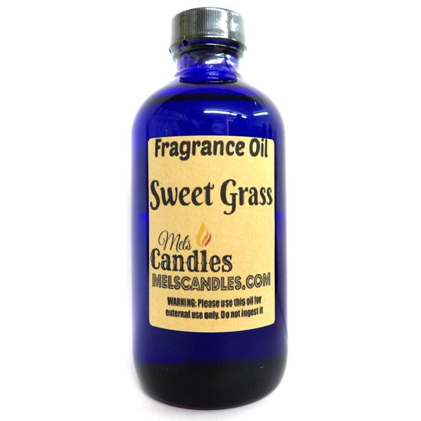 Sweet Grass 8 Ounce / 236 ml Blue Glass Bottle of Fragrance Oil