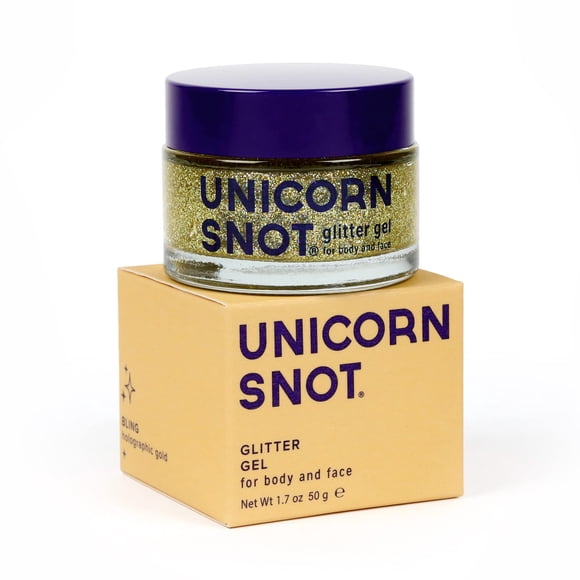 Unicorn Snot Holographic Glitter Gel - Hair, Face & Body Glitter - Sparkle your Makeup, Nails, Halloween Costumes, Anime Cosplay, Rave Face Paint - Vegan & Cruelty Free - 1.7 oz (Bling, Metallic Gold)