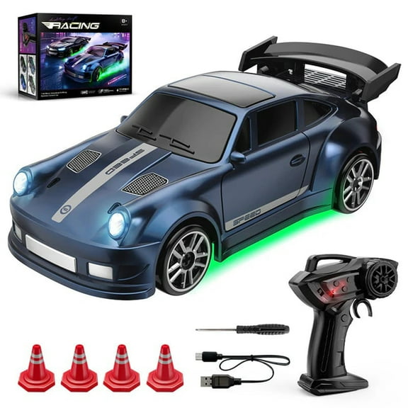 1/64 Scale Drift RC Car, 4WD Desktop Mini Racing Drift Remote Contrl Car Model, 2.4Ghz RC Vehicle Hobby Toy Gift for Adults Blue
