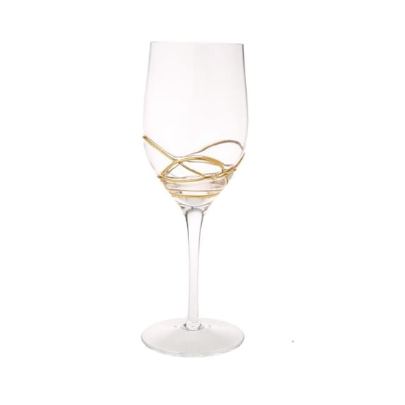 Wine Glasses with 14K Gold Swirl Gold Design, Set of 6