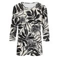 thumbnail image 4 of Chemises pour Femmes Habillées Décontractées, Chemises à Manches 3/4 pour Femmes, Tuniques à Manches Courtes Grande Taille pour Femmes, T-shirt à Manches 3/4 à Col Rond Imprimé Floral Boho Mode Décontractée pour Femmes, 4 of 5