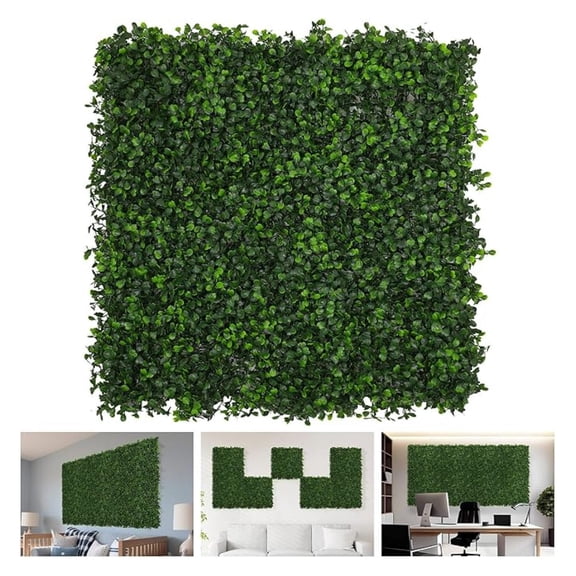 20"x20"-1PC Artificial Greenery Boxwood Panels Grass , Faux Privacy Fence Screens Backdrop Fake Hedge for Indoor Outdoor Wedding Décor, Dark Milan Boxwood Panel