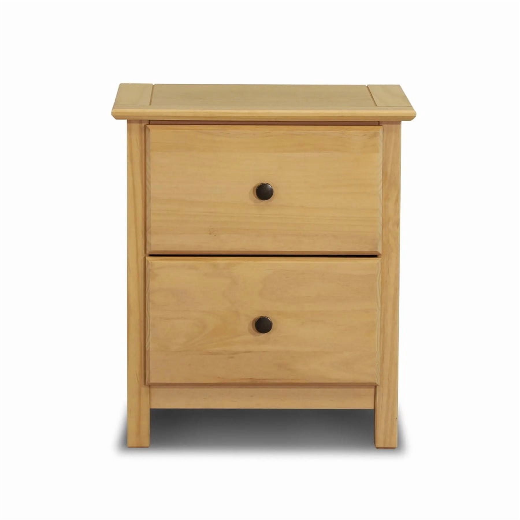 Grain Wood Furniture Shaker 2-Drawer Bedside Nightstand, Solid Wood with Natural Finish