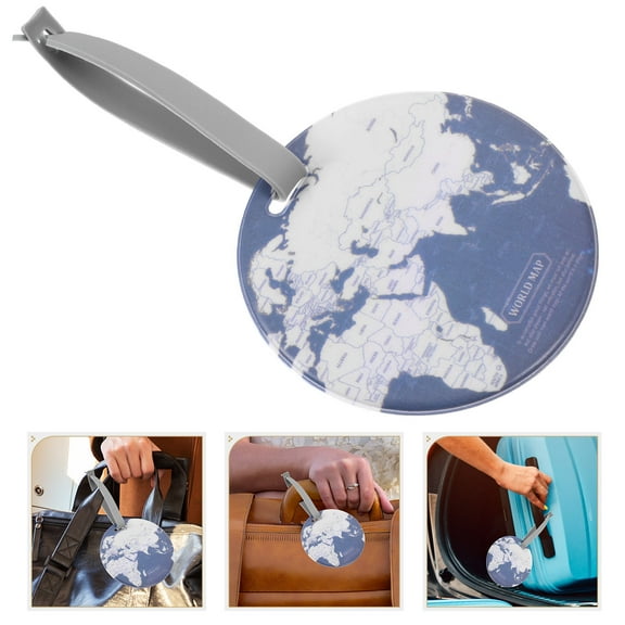 FOMIYES World Map Luggage Tag for Suitcase Made of Durable PVC Material Blue Color Compact and Portable