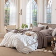 thumbnail image 4 of MooMee 100% Washed Cotton Sheet Set King Linen Like Textured Breathable Durable Soft Comfy 4pcs (Mauve Brown), 4 of 6