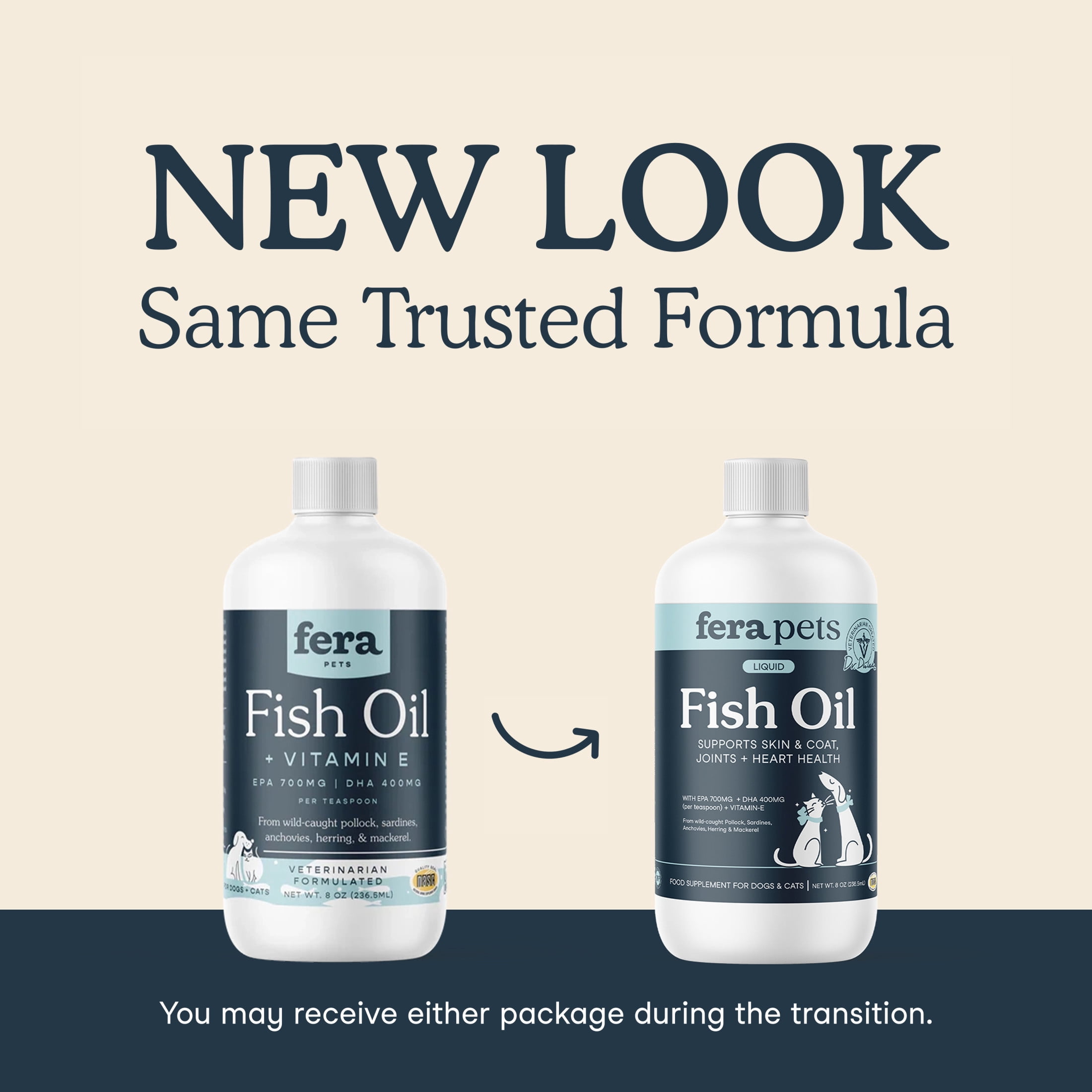 Fera Pets Omega-3 Fish Oil for Dogs & Cats - With EPA, DHA & Vitamin E - Joint, Heart, & Skin Health - 16 oz