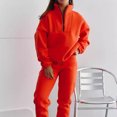 thumbnail image 4 of YUGYXL Womens Sweatsuit 2 Piece Outfits Fall Winter Fleece Half Zip Sweatshirts and Sweatpants Joggers Set Red XL, 4 of 7