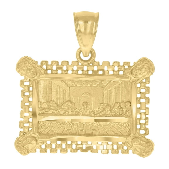 10k Yellow Gold Mens Last Supper Religious Charm Pendant for Men
