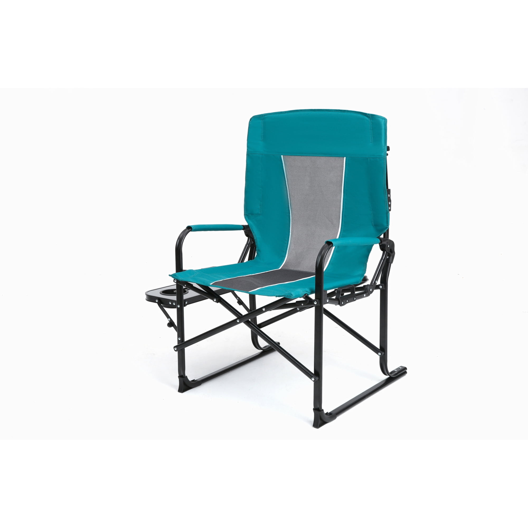 Leumius Oversized Camping Director Chair with Side Table for Outdoor, Portable Folding Chair for Beach, Fishing, Trip, Picnic, Lawn, Blue