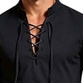 thumbnail image 5 of LEKWK Renaissance Costume Men Medieval Costume Lace-Up V-Neck Pirate Shirt Pants with Vintage Belt and Arm Guards for Halloween Cosplay, 5 of 5