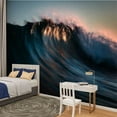 thumbnail image 2 of Peel and Stick Wallpaper Dark majestic wave cresting golden morning light Modern Art Wall Mural Decor Self Adhesive and Removable 100in x 144in, 2 of 8