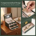 thumbnail image 4 of REGALWOVEN 3 Layer PU Leather Jewelry Box Organizer Storage with Mirror for Women Girl Birthday Gift Green, 4 of 5