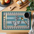 thumbnail image 2 of Blue Beige Anchor Placemats Set of 4, Nautical Summer Beach Coastal Ocean Placemats for Dining Table, Place Mats for Kitchen Tabletop, Waterproof Wipeable Dining Table Mats Set, 2 of 9