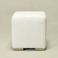 thumbnail image 5 of 18.5" Wide Modern Square Boucle Upholstered Ottoman with Solid Wood Legs, Multi-Functional Sofa Footrest, Side Table, Extra Seating for Living Room, Bedroom, Fully Assembled (White), 5 of 15