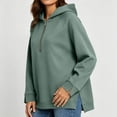 thumbnail image 5 of Yeaiivve Womens Side Slit Hoodie Quarter Zip Raglan Long Sleeve Pullovers Comfy Lightweight Fall Hoodies Daily Casual Hooded Tops L, 5 of 8