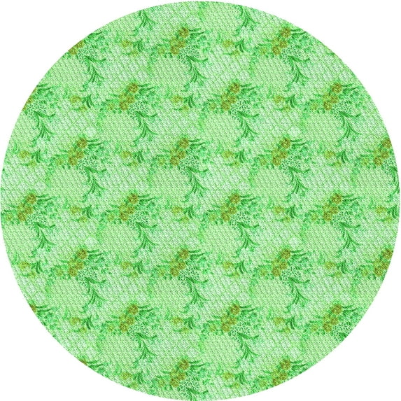 Ahgly Company Machine Washable Indoor Round Transitional Jade Green Area Rugs, 5' Round