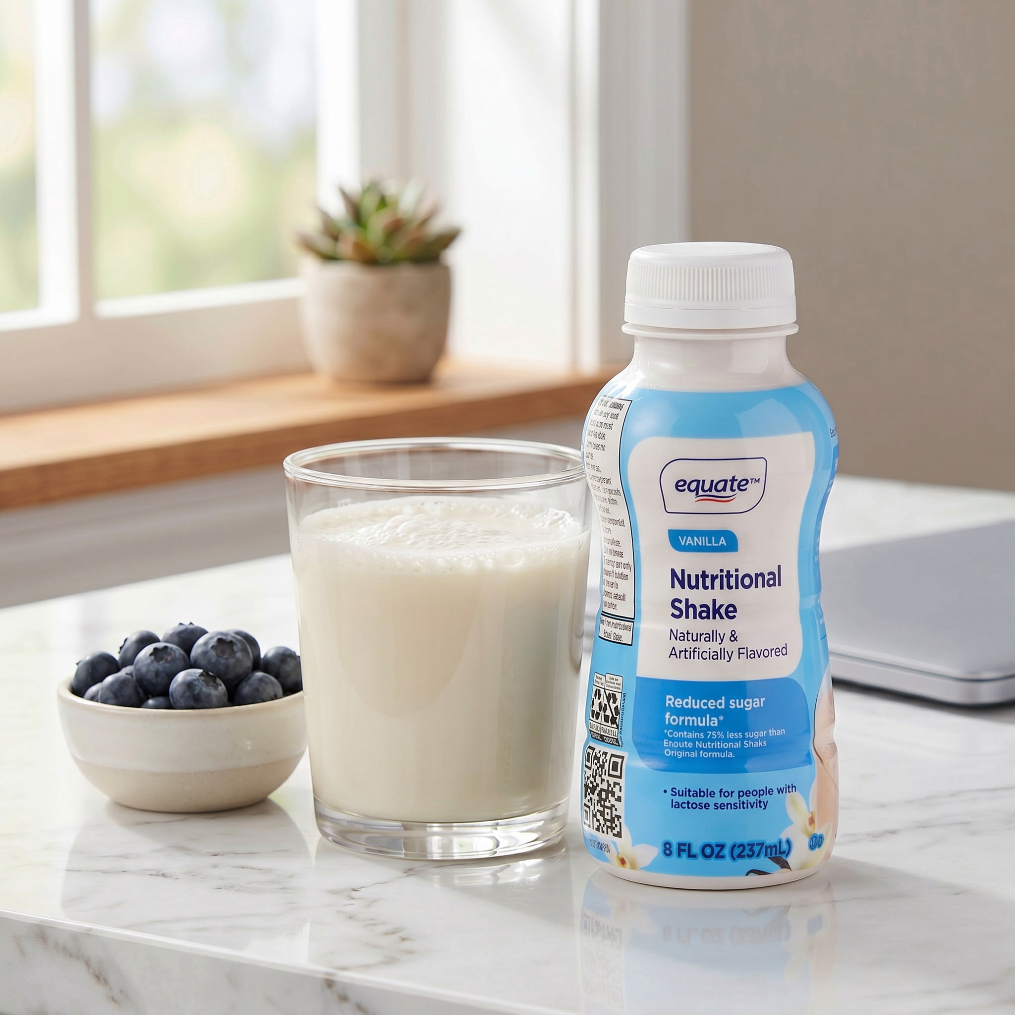 Equate Reduced Sugar Formula Nutritional Shake, Vanilla, 8 fl oz, 6 Count