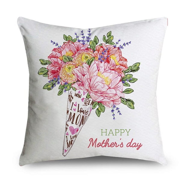 NIGHTWISH Simple Style Mother's Day Pillowcase Gifts Love Letters Design Cushion Cover 40/45/50cm40CMx40CM(15.75inch) Gao Jinjia LED