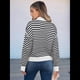 thumbnail image 5 of Suéter de Punto Acanalado de Larga con Media Cremallera A Rayas para Mujer, Tops Casuales, Cómodos y Ligeros, Moda de Otoño Negro L, 5 of 8