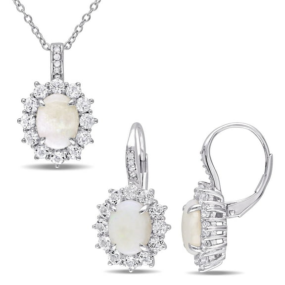 Everly Women's Opal Sterling Silver Jewelry Set