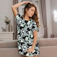 thumbnail image 3 of Balery Panda And Eucalyptus Camisón de manga corta con cuello redondo para mujer, cómodo y elegante., 3 of 6