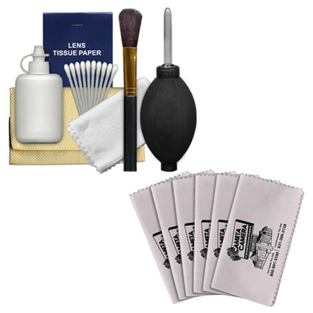 Micro Flute - Precision Design 6-Piece Camera & Lens Cleaning Kit with Blower, Brush, Fluid, Cloth, Tissues & Tips + 6 Microfiber Cleaning Cloths